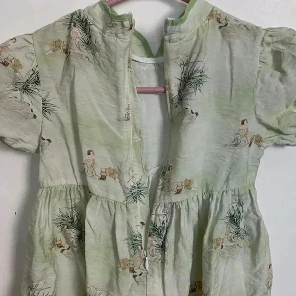 Handmade 100% silk dress, Eastern vibe,  light mint green - Picture 5 of 9